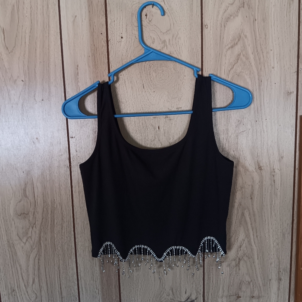 Black Rhinestone fringe Small